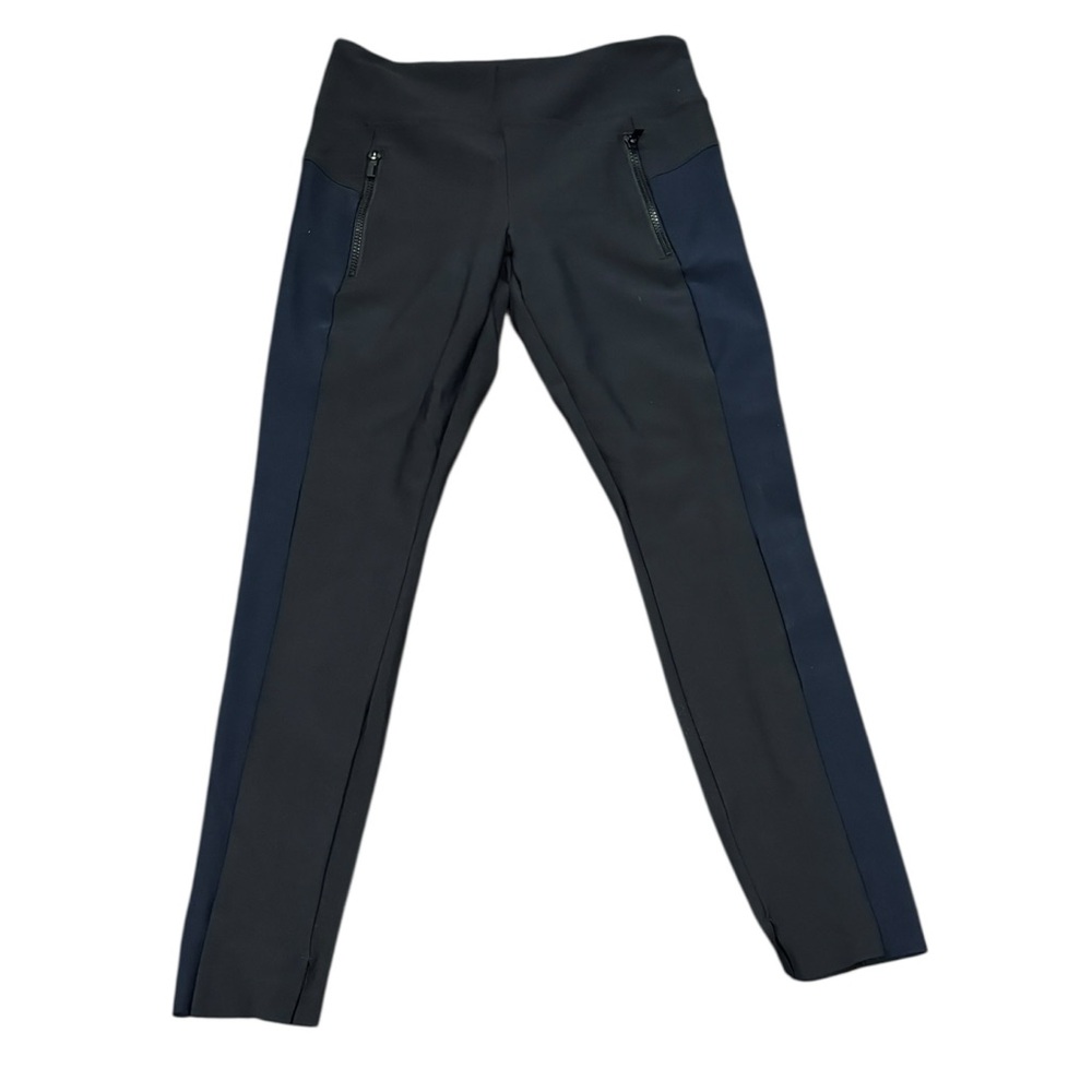 Athleta Stellar Crop Pant small Navy Black Travel Comfort Zip Pocket Pullon